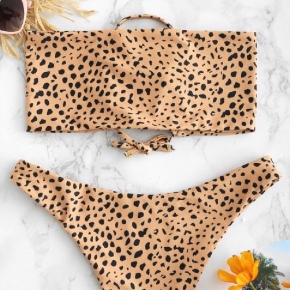 Zaful Other - Stapless Leopard Print Bikini Top